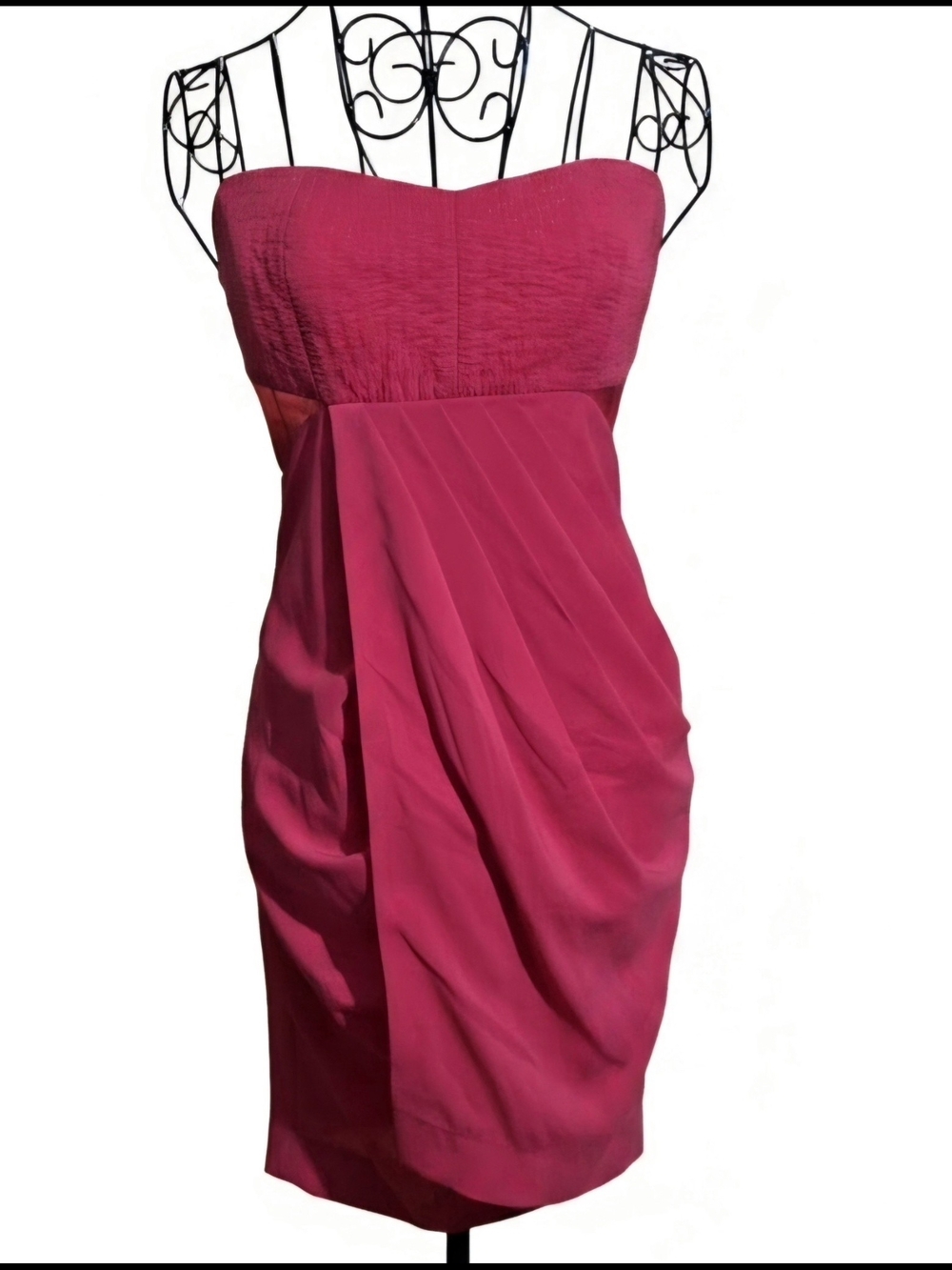 Strapless Reddish Orange Pleated Cocktail Dress